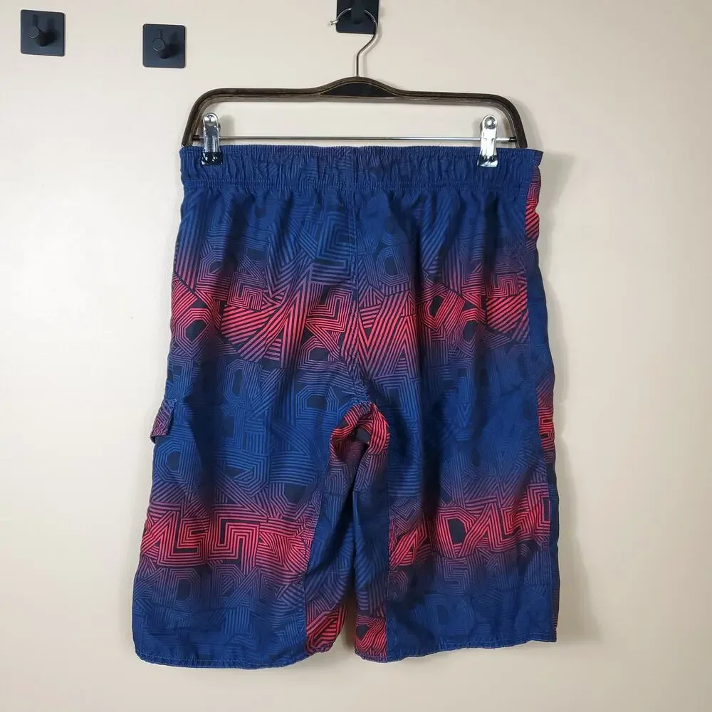 Adidas Swim Trunks Red Blue Adidas Spell Out Geometric Drawstring Cargo Men S - Picture 6 of 10